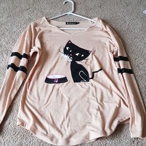 Tan cat long sleeved shirt